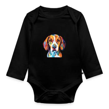 Beagle Harrier Scent Hound race chien aquarelle - Body Bébé bio manches longues - noir - Devant