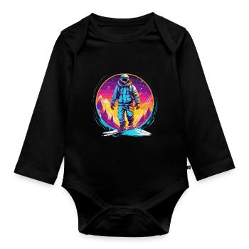 Snowboarding or skiing and then après ski - Organic Longsleeve Baby Bodysuit - black - Front
