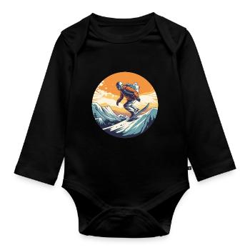 Snowboarding or skiing and then après ski - Organic Longsleeve Baby Bodysuit - black - Front