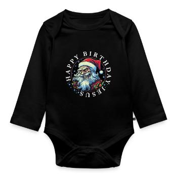 Ugly Christmas Happy Birthday Jesus Weihnachten - Baby Bio-Langarm-Body - Schwarz - Vorne
