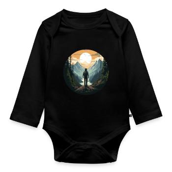 Forest Nature Trekking Adventure - Organic Longsleeve Baby Bodysuit - black - Front