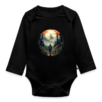 Forest Nature Trekking Adventure - Organic Longsleeve Baby Bodysuit - black - Front