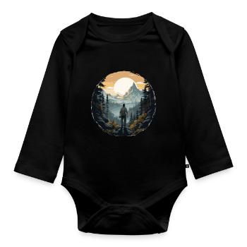 Forest Nature Trekking Adventure - Organic Longsleeve Baby Bodysuit - black - Front