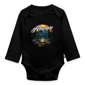 Forest Nature Trekking Adventure - Organic Longsleeve Baby Bodysuit - black - Front