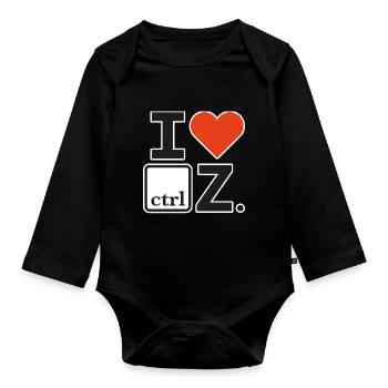 I love ctrl white Keyboard shortcuts - Baby Bio-Langarm-Body - Schwarz - Vorne
