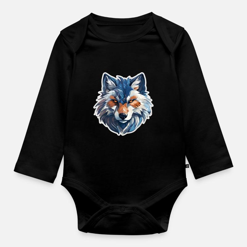 Wolf - Baby Bio-Langarm-Body - Schwarz