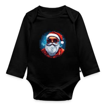 Frohe Weihnachten - Baby Bio-Langarm-Body - Schwarz - Vorne
