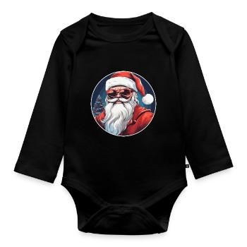 Merry Christmas - Organic Longsleeve Baby Bodysuit - black - Front