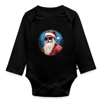 Frohe Weihnachten - Baby Bio-Langarm-Body - Schwarz - Vorne
