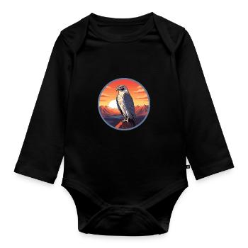 Falcon Colorful Watercolor Cartoon Kawaii Animal - Organic Longsleeve Baby Bodysuit - black - Front