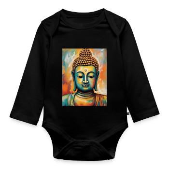 Buddha - Baby Bio-Langarm-Body - Schwarz - Vorne