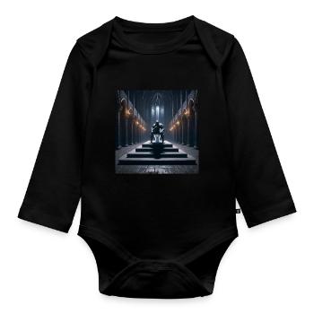 Fart Souls - Hollow Knight on Porcelain Throne #06 - Organic Longsleeve Baby Bodysuit - black - Front