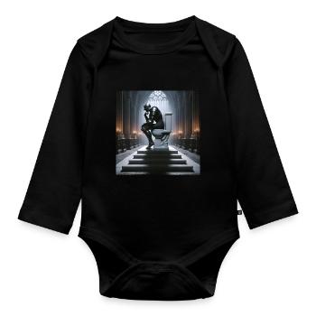 Fart Souls - Hollow Knight on Porcelain Throne #05 - Organic Longsleeve Baby Bodysuit - black - Front