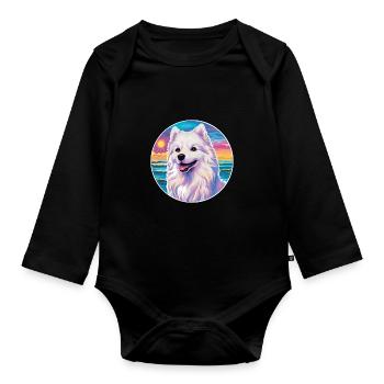Chien Esquimau Américain Race Coloré Cartoon Waterco - Body Bébé bio manches longues - noir - Devant