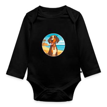 Cao De Castro Laboreiro Hunderasse Cartoon Kawaii - Baby Bio-Langarm-Body - Schwarz - Vorne