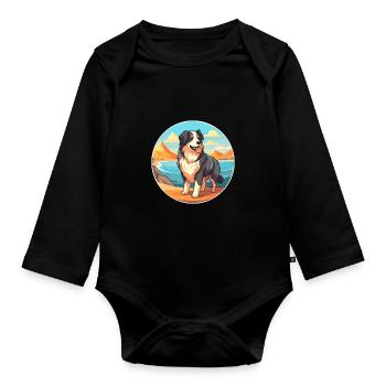 Carpathian Shepherd Dog Breed Cartoon Kawaii Dog - Organic Longsleeve Baby Bodysuit - black - Front