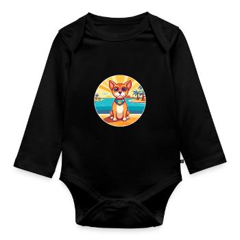 Perro de Presa Mallorquinische Hunderasse Cartoon Kawaii - Baby Bio-Langarm-Body - Schwarz - Vorne