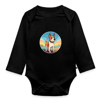 Teddy Roosevelt Terrier chien race Cartoon Kawaii - Body Bébé bio manches longues - noir - Devant