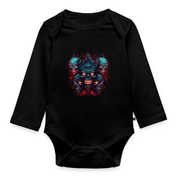 Abstrait Diable Satan Squelette Démons - Body Bébé bio manches longues - noir - Devant
