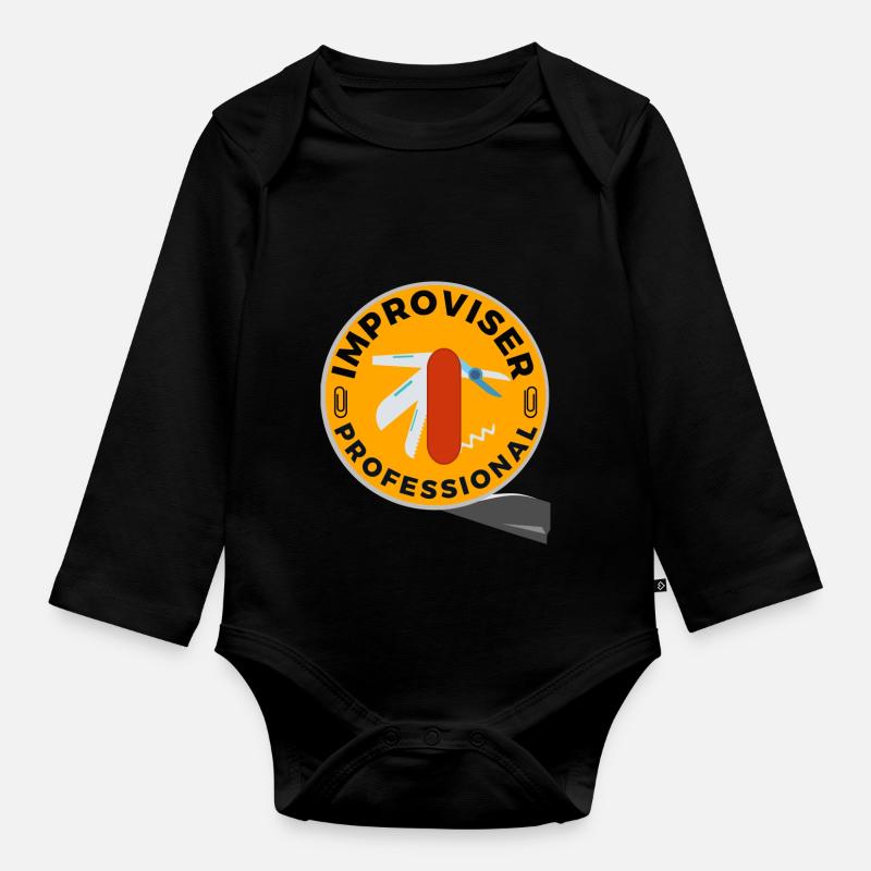 Improvisator Profi - Baby Bio-Langarm-Body - Schwarz