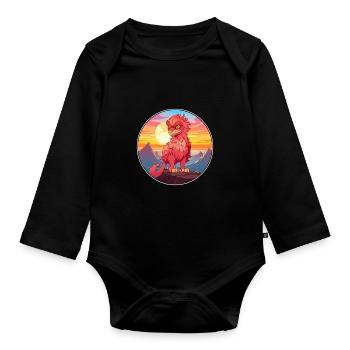 Griffin Colorful Watercolor Cartoon Kawaii Animal - Organic Longsleeve Baby Bodysuit - black - Front