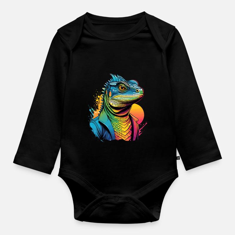 Draco Eidechse - Baby Bio-Langarm-Body - Schwarz