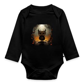 Cute Owl - Baby Bio-Langarm-Body - Schwarz - Vorne