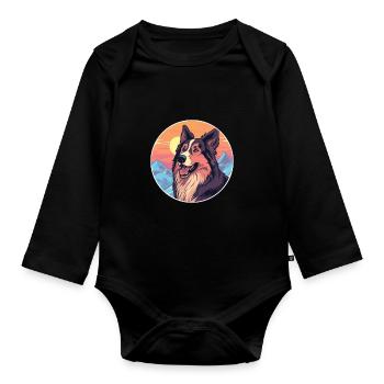 Carpathian Shepherd Dog Breed Cartoon Kawaii Water - Organic Longsleeve Baby Bodysuit - black - Front