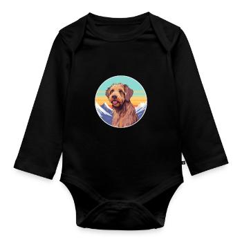 Fauve De Bretagne Dog Breed Cartoon Kawaii Waterco - Organic Longsleeve Baby Bodysuit - black - Front