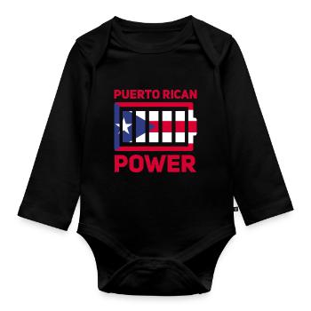 Puerto Rico Flagge | Puerto Ricaner Geschenkideen - Baby Bio-Langarm-Body - Schwarz - Vorne