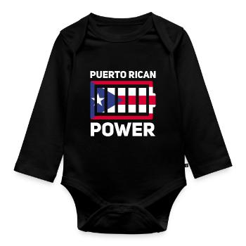 Puerto Rico Flagge | Puerto Ricaner Geschenkideen - Baby Bio-Langarm-Body - Schwarz - Vorne