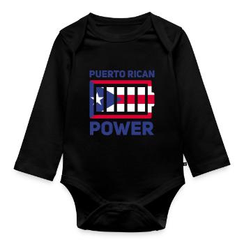 Puerto Rico Flagge | Puerto Ricaner Geschenkideen - Baby Bio-Langarm-Body - Schwarz - Vorne