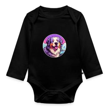 Carpathian Shepherd Dog Breed Cartoon Kawaii Water - Organic Longsleeve Baby Bodysuit - black - Front