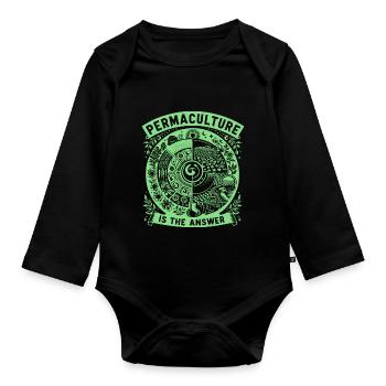 Permaculture Is The Answer - Organic Longsleeve Baby Bodysuit - black - Front