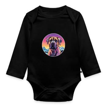 Perro de Presa Canario Hunderasse Cartoon Kawaii Wa - Baby Bio-Langarm-Body - Schwarz - Vorne