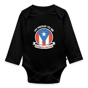 Puerto Rico Flagge | Puerto Ricaner Geschenkideen - Baby Bio-Langarm-Body - Schwarz - Vorne