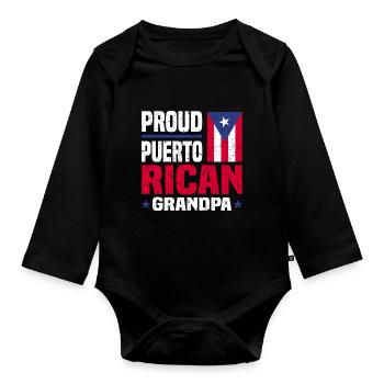 Puerto Rico | Puerto Ricaner Flagge Geschenkideen - Baby Bio-Langarm-Body - Schwarz - Vorne