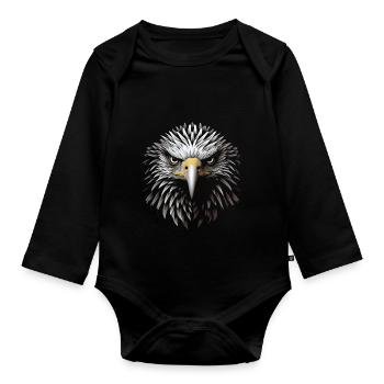 Regal Op Art Eagle Canvas Masterpiece - Organic Longsleeve Baby Bodysuit - black - Front