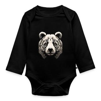 Abstract Op Art Bear Canvas - A Modern Wilderness - Organic Longsleeve Baby Bodysuit - black - Front