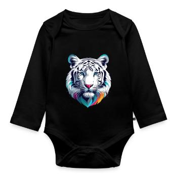 White Tiger - Organic Longsleeve Baby Bodysuit - black - Front