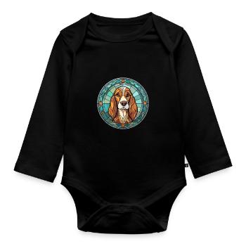 Arlequin russe chien chien race vitrail Co - Body Bébé bio manches longues - noir - Devant