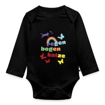 Rainbow Cat - Mourning Shirt - Loss - Organic Longsleeve Baby Bodysuit - black - Front