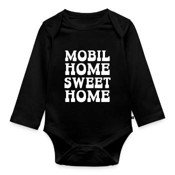 mobil home sweet home - Body Bébé bio manches longues - noir - Devant