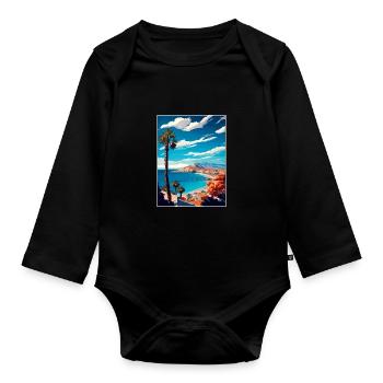 Costa Blanca Spain Vintage Travel Poster Souvenir - Organic Longsleeve Baby Bodysuit - black - Front