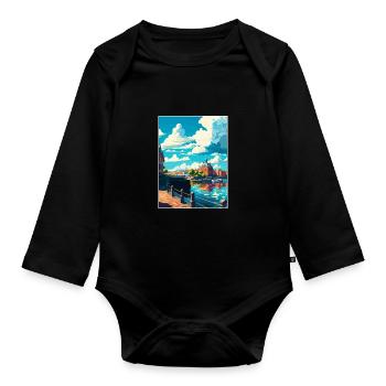 Göteborg Suède Vintage voyage affiche Souvenir - Body Bébé bio manches longues - noir - Devant