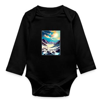 Obertauern Austria Vintage Travel Poster Souvenir - Organic Longsleeve Baby Bodysuit - black - Front