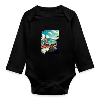 Graz Austria Vintage Travel Poster WPA Souvenir - Organic Longsleeve Baby Bodysuit - black - Front