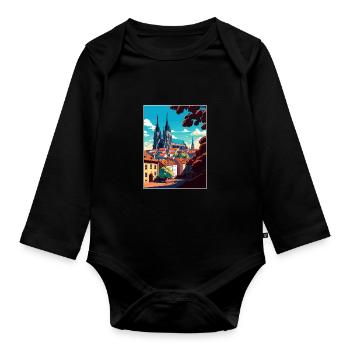 Brünn Tschechische Republik Vintage Reiseplakat Souvenir - Baby Bio-Langarm-Body - Schwarz - Vorne