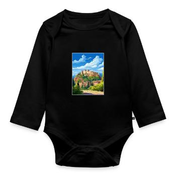Alhambra Espagne Vintage voyage affiche WPA Souvenir - Body Bébé bio manches longues - noir - Devant