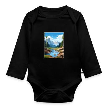 Nationalpark Aiguestortes Estany de Sant Maurici - Baby Bio-Langarm-Body - Schwarz - Vorne
